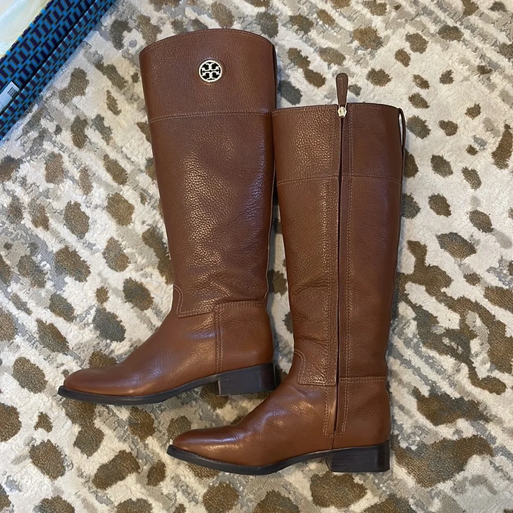 Tory Burch “Junction” Brown Leather Riding Boots – Size 7, Box Included